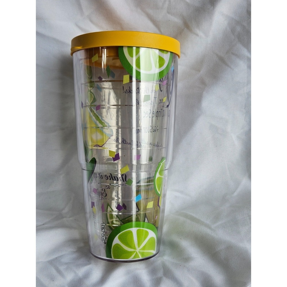 Tervis Tumbler 24 Oz Margarita Recipe Lime Graphics & Yellow Lid - Picture 4 of 8